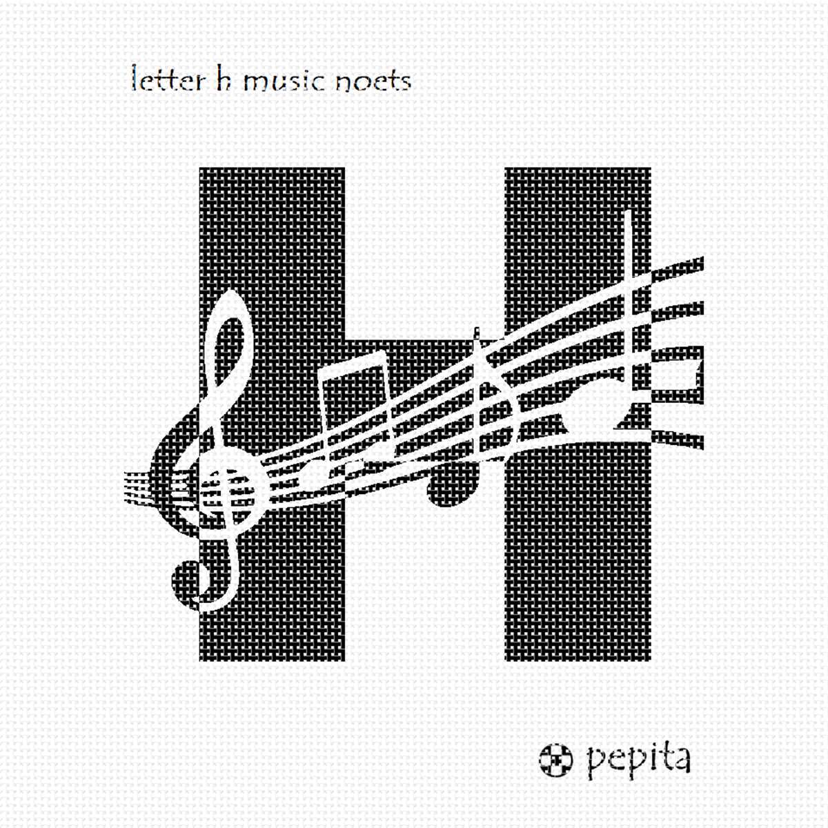 Needlepoint Canvas Letter H Music Noets